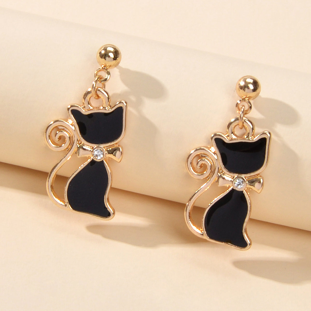 AU Post Rhinestone Black Cat Drop Stud Earrings Elegant Beautiful Jewellery Gift-1